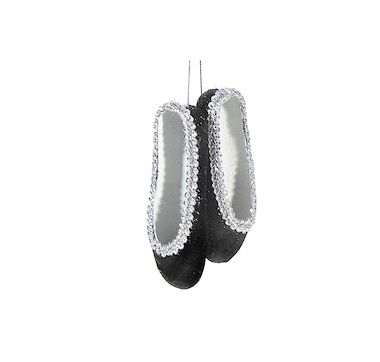 Christmas Black Glitter Ballerina Shoes Ornaments (set of 12)