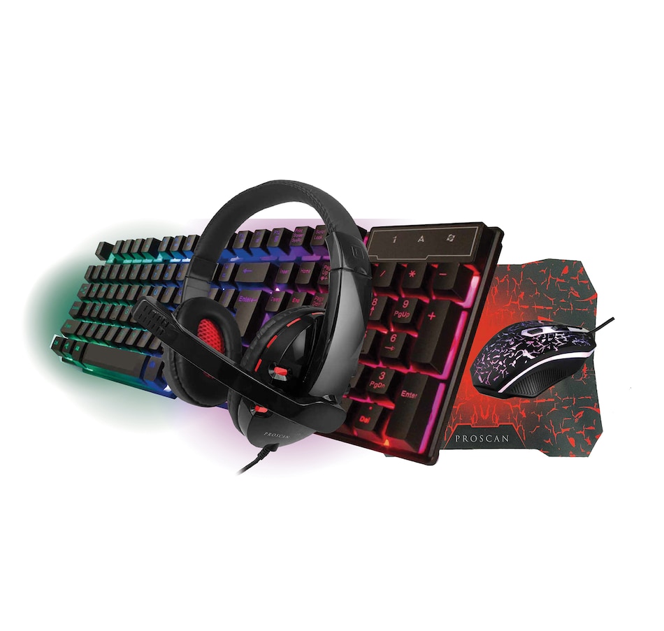 Image 732289.jpg, Product 732-289 / Price $49.99, Proscan 4-in-1 Gaming Kit with Keyboard, Headset, Mouse and Mouse Pad from Proscan on TSC.ca's Electronics department