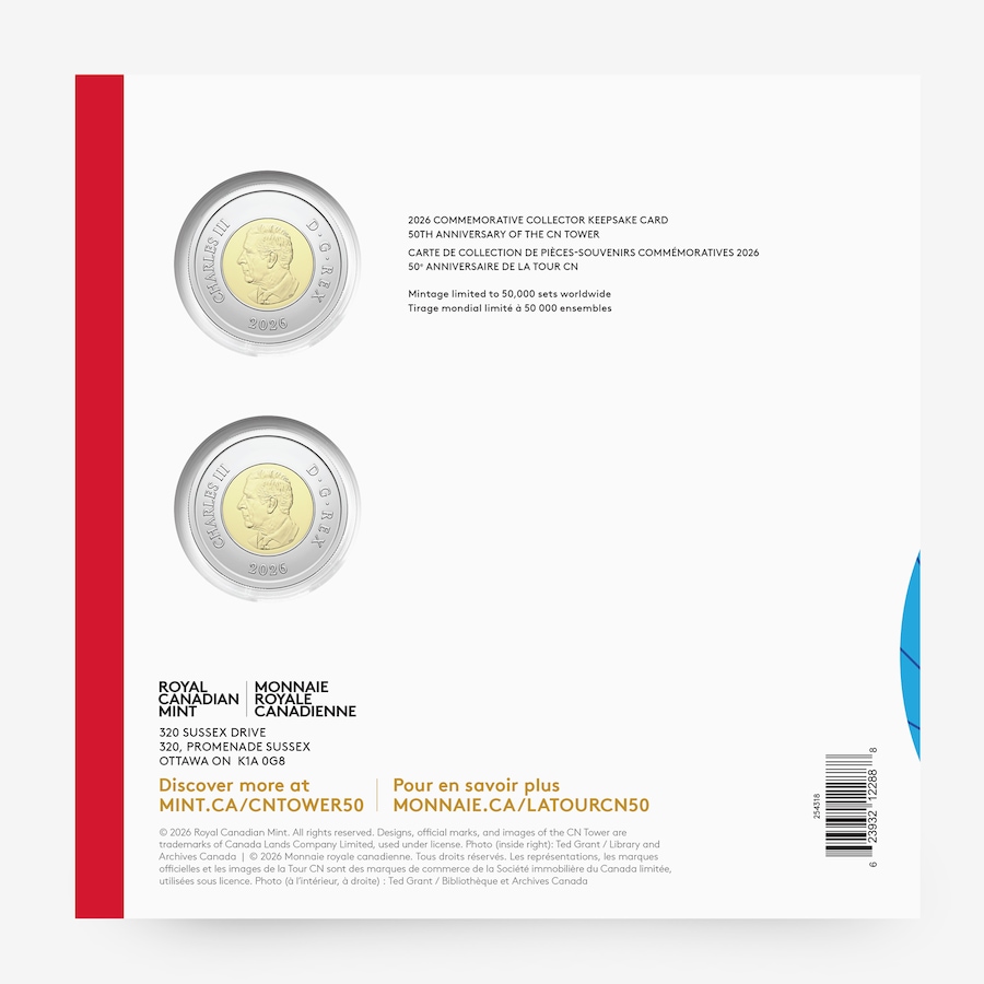 Image 732310_ALTMORE2.jpg, Product 732-310 / Price $14.95, 2026 $2 CN Tower Keepsake Set from Royal Canadian Mint (RCM) on TSC.ca's Coins department