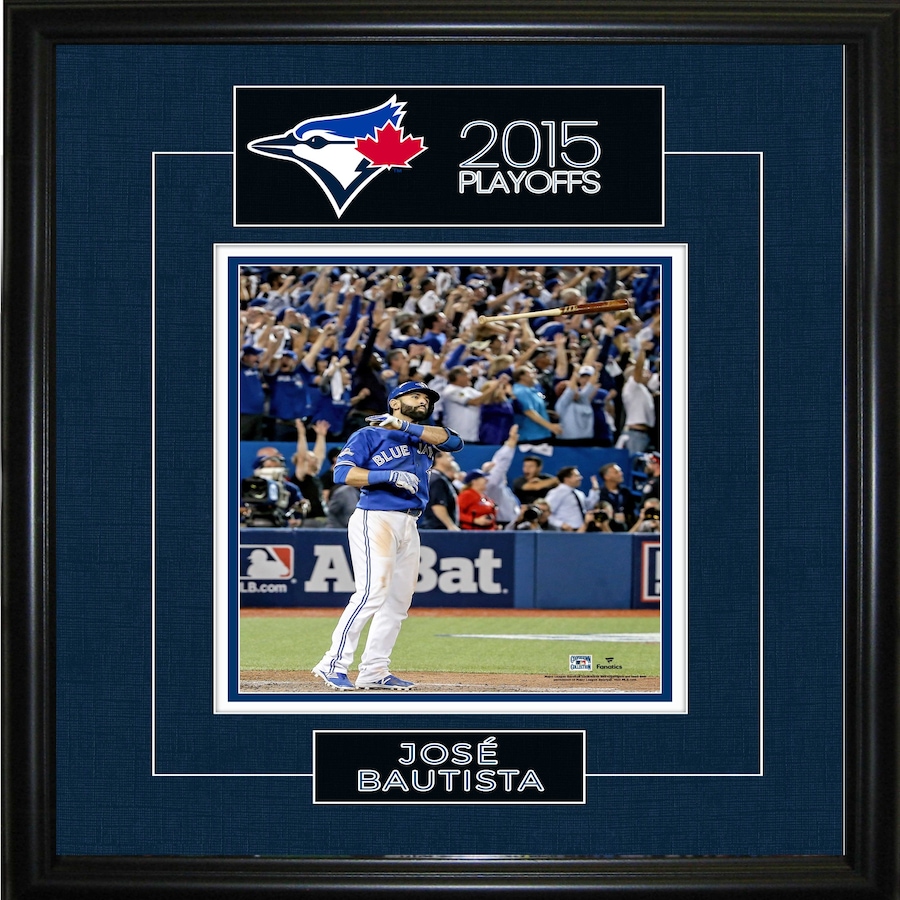Image 732481.jpg, Product 732-481 / Price $89.99, Jose Bautista Framed 8" x 10" Photo 2015 Playoffs Game 5 ALDS Homerun Bat Flip from Frameworth on TSC.ca's Sports department
