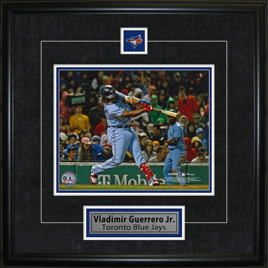 Image 732489.jpg, Product 732-489 / Price $89.99, Vladimir Guerrero Jr Framed 8" x 10" Photo with Pin and Plate Toronto Blue Jays Swing-H from Frameworth on TSC.ca's Sports department
