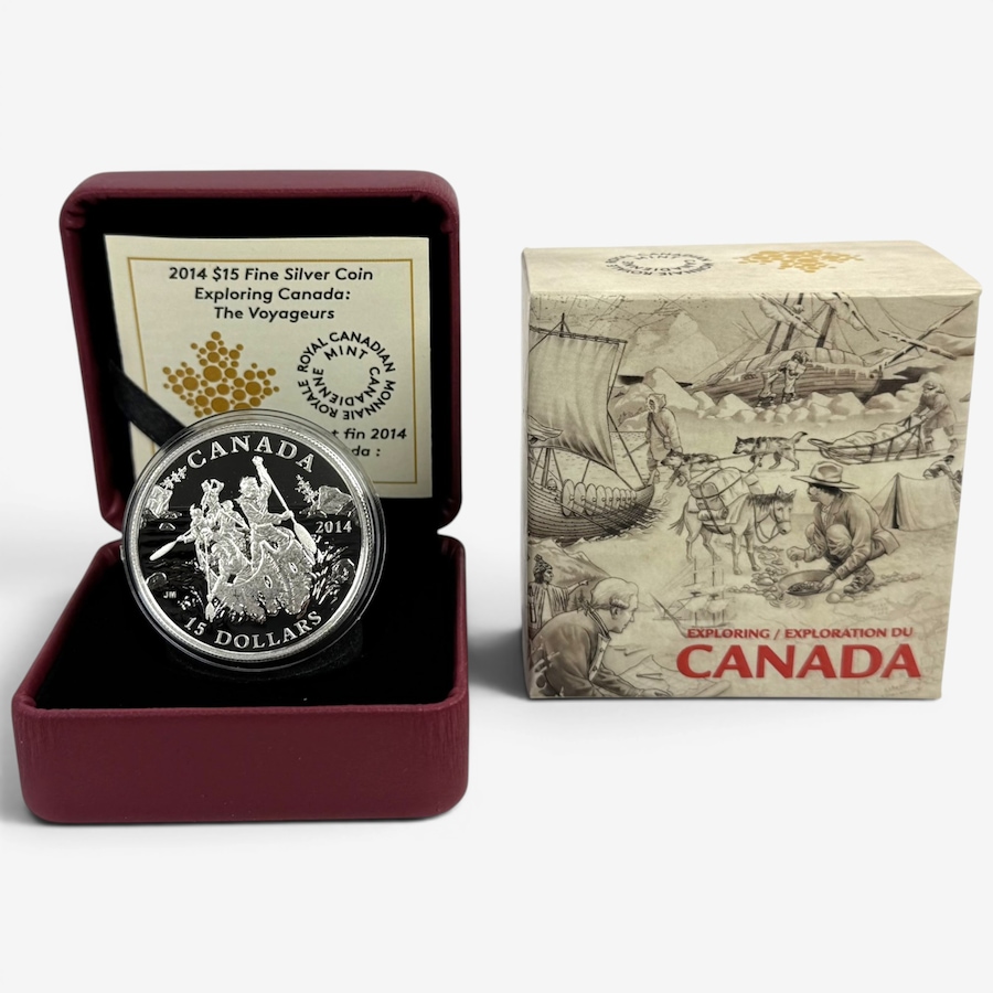 Image 732498.jpg, Product 732-498 / Price $129.95, $15 Voyageurs Proof Pure Silver Coin 2014 from Royal Canadian Mint (RCM) on TSC.ca's Coins department