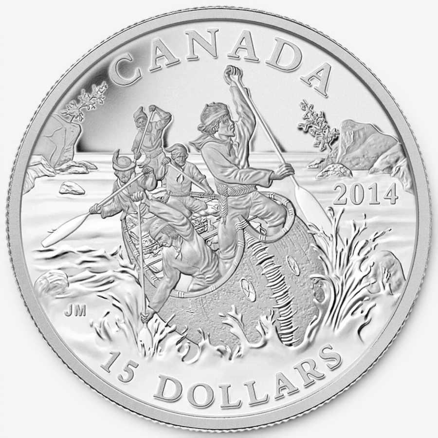 Image 732498_ALTMORE1.jpg, Product 732-498 / Price $129.95, $15 Voyageurs Proof Pure Silver Coin 2014 from Royal Canadian Mint (RCM) on TSC.ca's Coins department