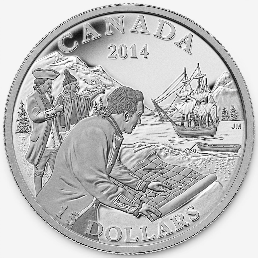 Image 732499_ALTMORE1.jpg, Product 732-499 / Price $129.95, 2014 $15 West Coast Exploring Canada Fine Silver Coin from Royal Canadian Mint (RCM) on TSC.ca's Coins department