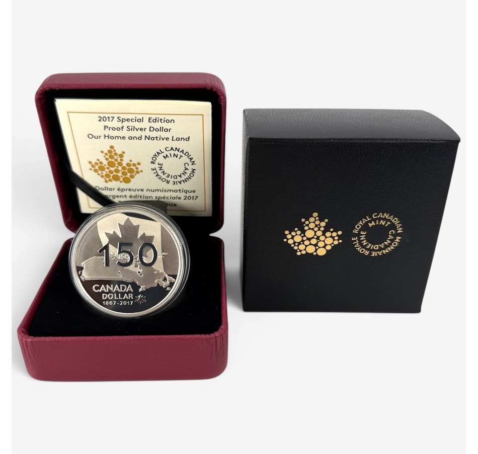 Image 732500.jpg, Product 732-500 / Price $129.95, 2017 Proof Silver Dollar Our Home and Native Land Canada 150 Special Issue from Royal Canadian Mint (RCM) on TSC.ca's Coins department