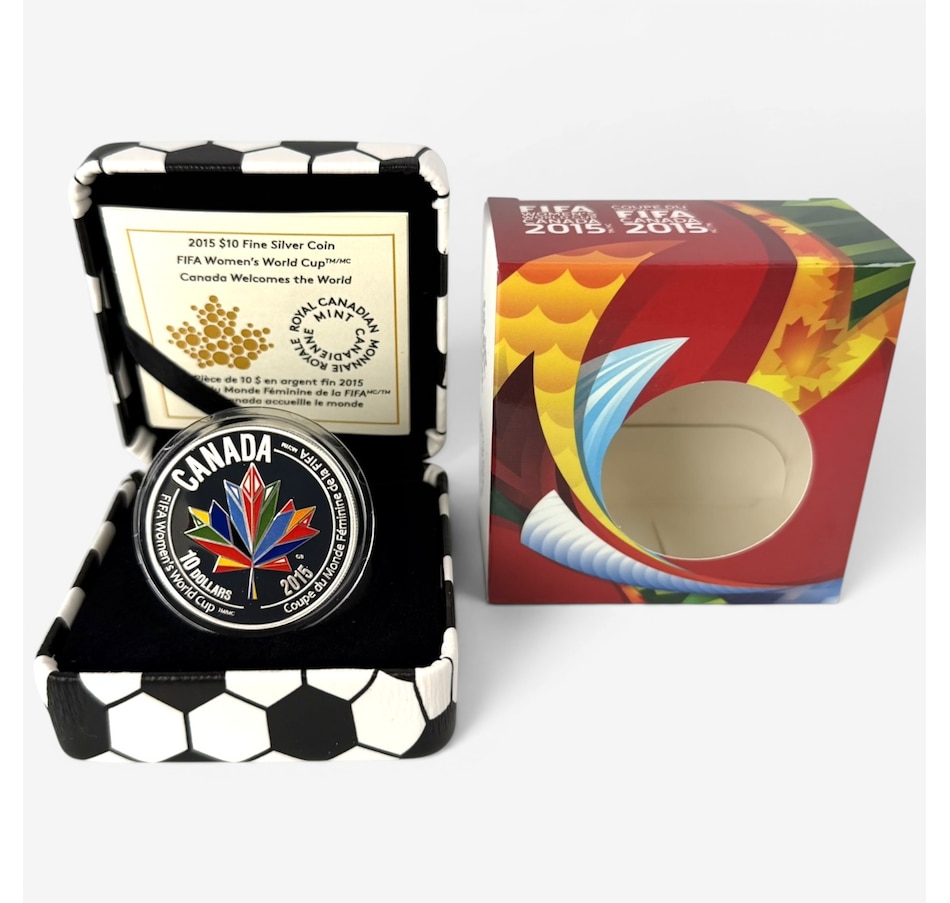 Image 732501.jpg, Product 732-501 / Price $89.95, 2015 $10 Fine Silver FIFA World Cup Fine Silver Coin: Canada Welcomes the World from Royal Canadian Mint (RCM) on TSC.ca's Coins department