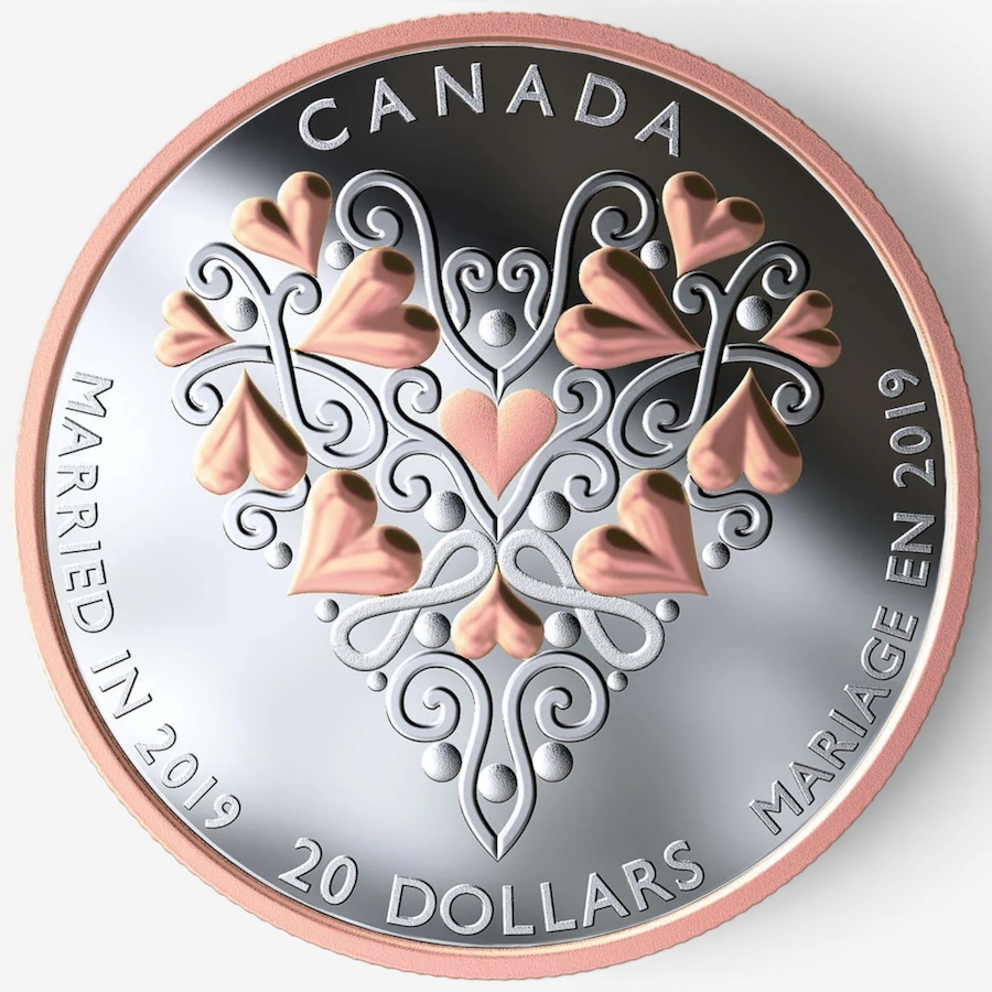 Image 732503_ALTMORE1.jpg, Product 732-503 / Price $209.95, 2019 $20 Fine Silver Proof Coin Best Wishes on Your Wedding Day from Royal Canadian Mint (RCM) on TSC.ca's Coins department