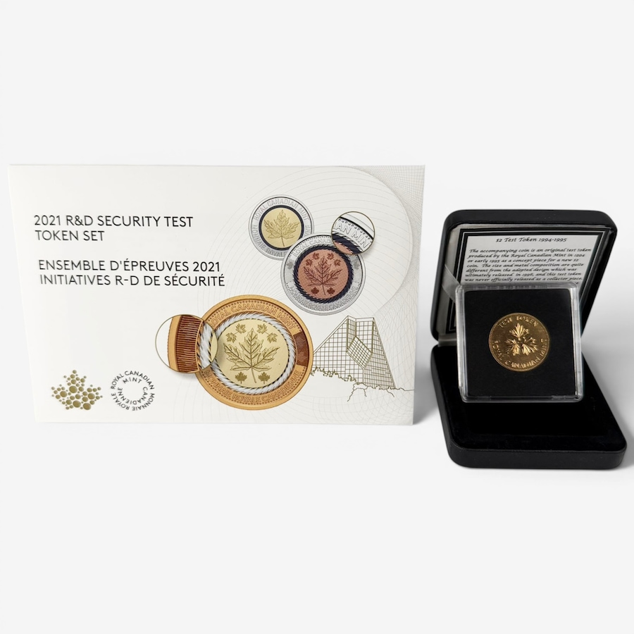 Image 732510_ALTMORE1.jpg, Product 732-510 / Price $289.95, Test Token Collection—Rare Internal RCM $2 Test Token Produced in 1994, and 2021 Test Token Set from Canadian Coin & Currency on TSC.ca's Coins department