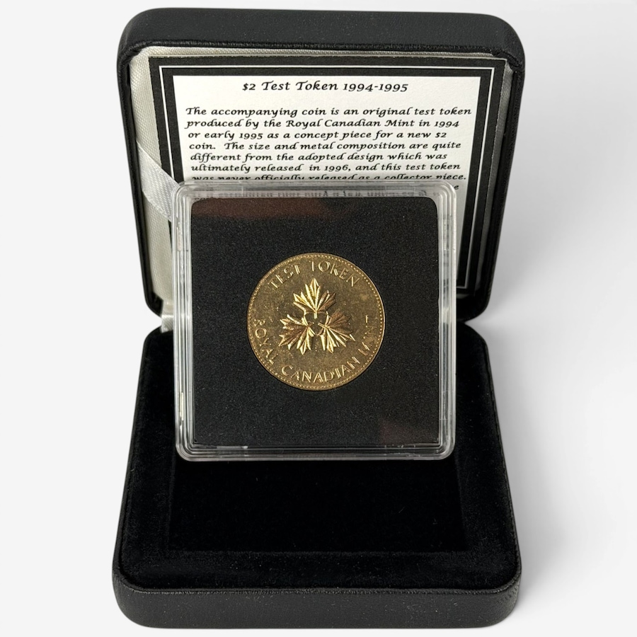 Image 732510_ALTMORE2.jpg, Product 732-510 / Price $289.95, Test Token Collection—Rare Internal RCM $2 Test Token Produced in 1994, and 2021 Test Token Set from Canadian Coin & Currency on TSC.ca's Coins department