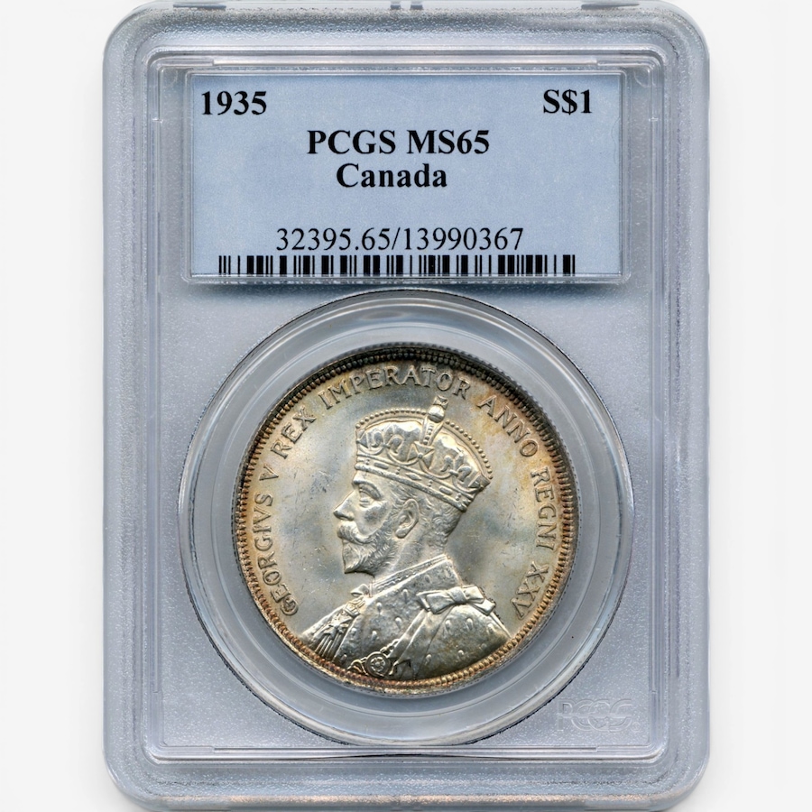 Image 732525.jpg, Product 732-525 / Price $295.00, 1935 Gem Uncirculated Silver Dollar PCGS Certified MS-65 Light Toning from Canadian Coin & Currency on TSC.ca's Coins department