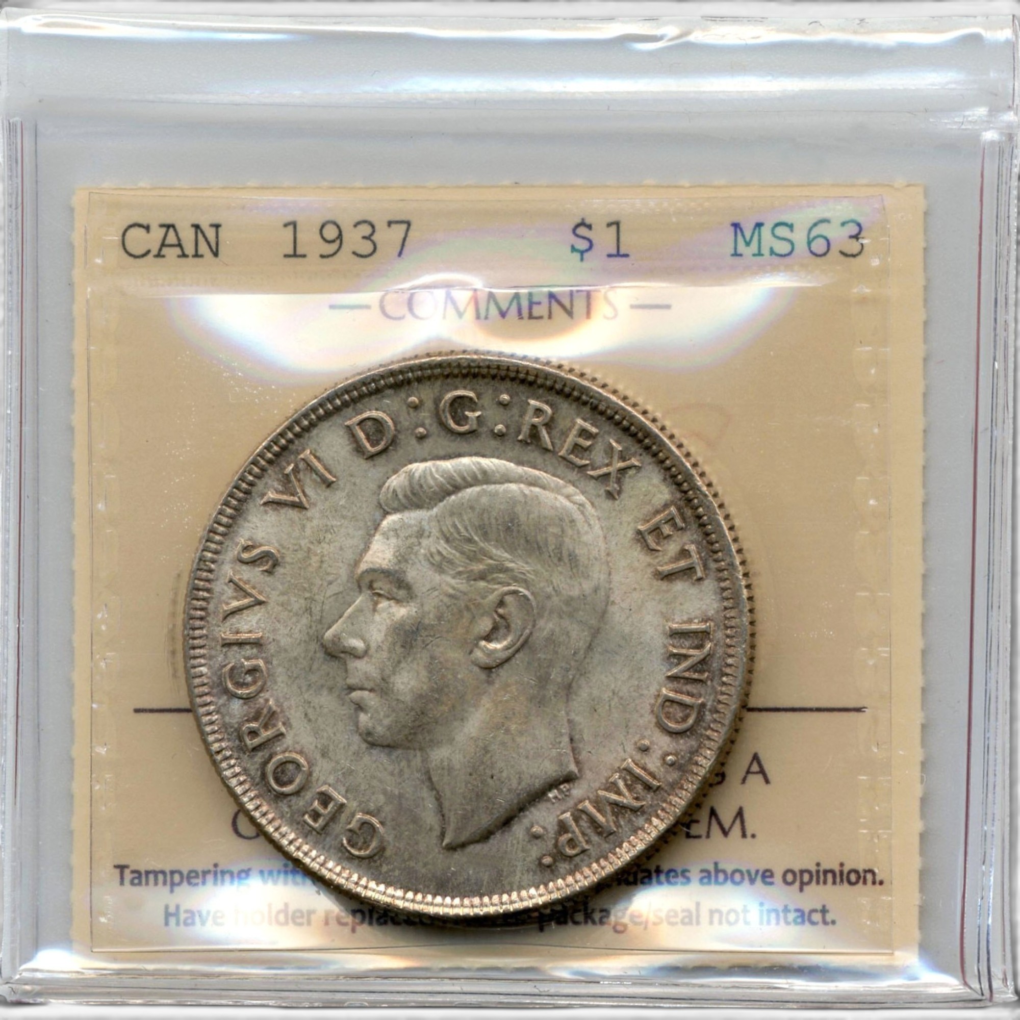 1937 Choice Uncirculated Silver Dollar ICCS Certified MS-63 - TSC.ca