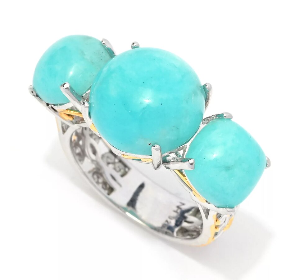 Image 732732.jpg, Product 732-732 / Price $119.99, Gems En Vogue Palladium Silver Amazonite Three Stone Ring from Gems En Vogue on TSC.ca's Jewellery department