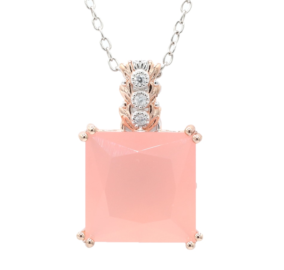 Image 732759_PNK.jpg, Product 732-759 / Price $229.99, Gems En Vogue Silver Palladium Chalcedony And White Zircon Pendant With Chain from Gems En Vogue on TSC.ca's Jewellery department