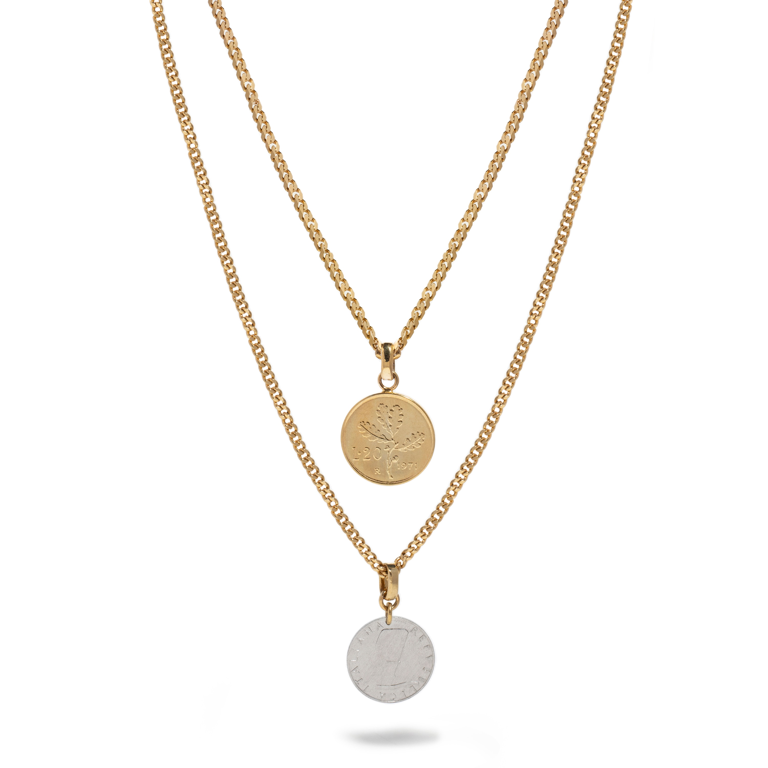 Bronzoro 18K Gold Plated Lira Coins Necklace