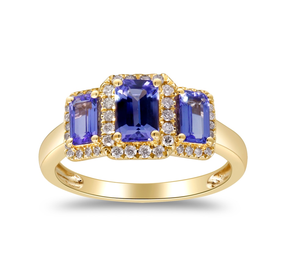 Image 732828_ALTMORE1.jpg, Product 732-828 / Price $1,399.99, CIRARI 14K Yellow Gold Tanzanite and Diamond Halo Ring from Cirari on TSC.ca's Jewellery department