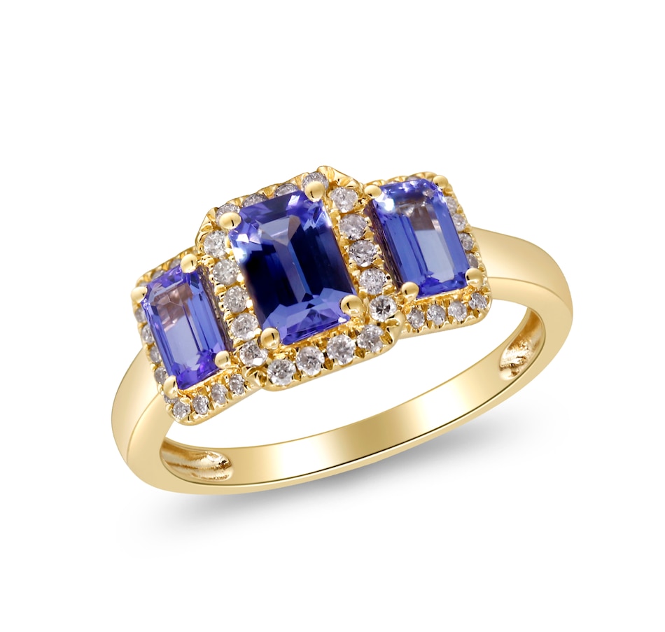 Image 732828_ALTMORE2.jpg, Product 732-828 / Price $1,399.99, CIRARI 14K Yellow Gold Tanzanite and Diamond Halo Ring from Cirari on TSC.ca's Jewellery department