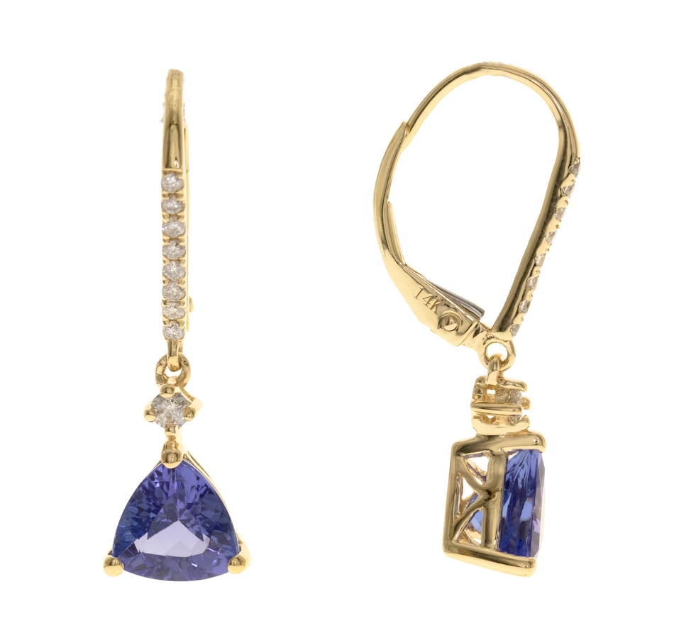 Image 732834.jpg, Product 732-834 / Price $2,149.99, CIRARI 14K Yellow Gold Trillion Tanzanite & Diamond Drop Earrings from Cirari on TSC.ca's Jewellery department
