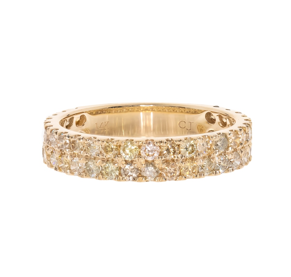 Jewellery - Rings - CIRARI 14K Yellow Gold Multi Colour 2 Row Diamond ...