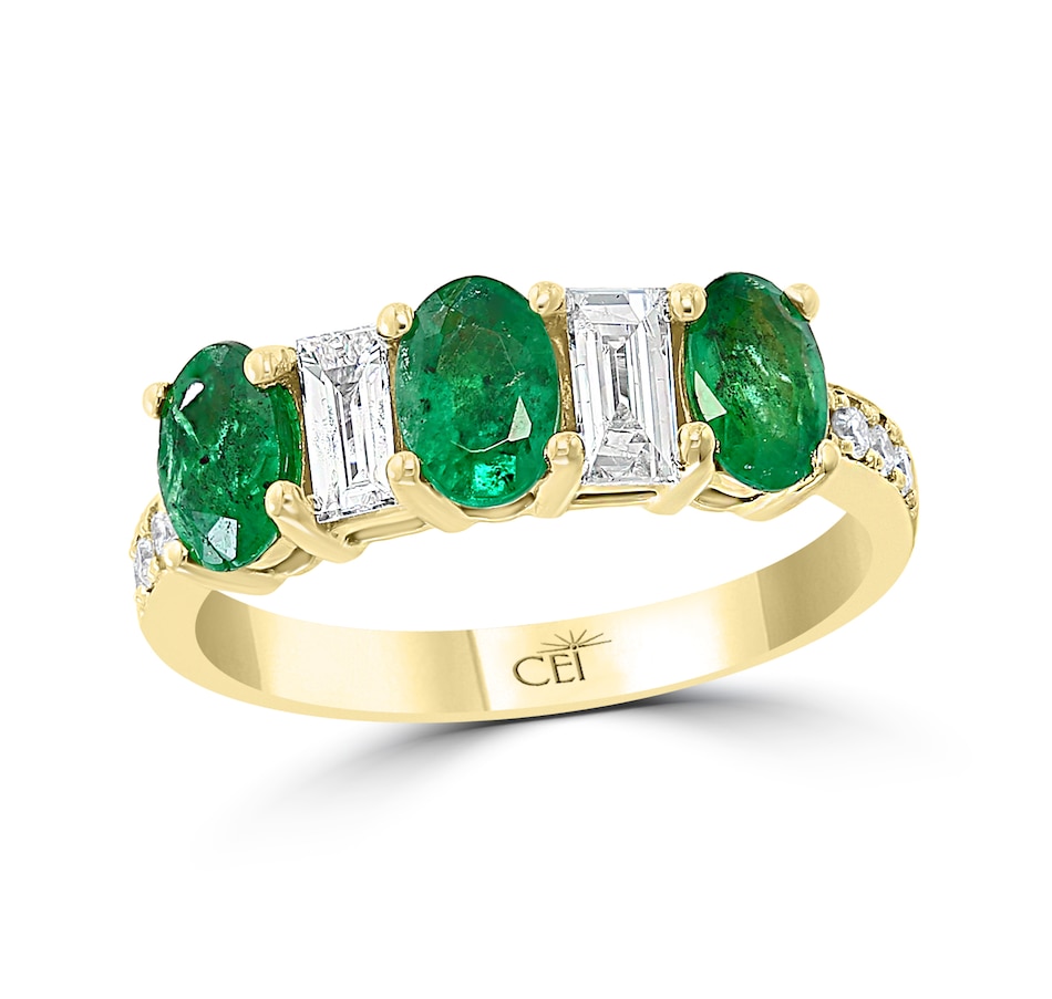 Image 732890.jpg, Product 732-890 / Price $2,699.99, EFFY 14K Yellow Gold Diamond and Natural Emerald Ring from Effy Jewellery on TSC.ca's Jewellery department