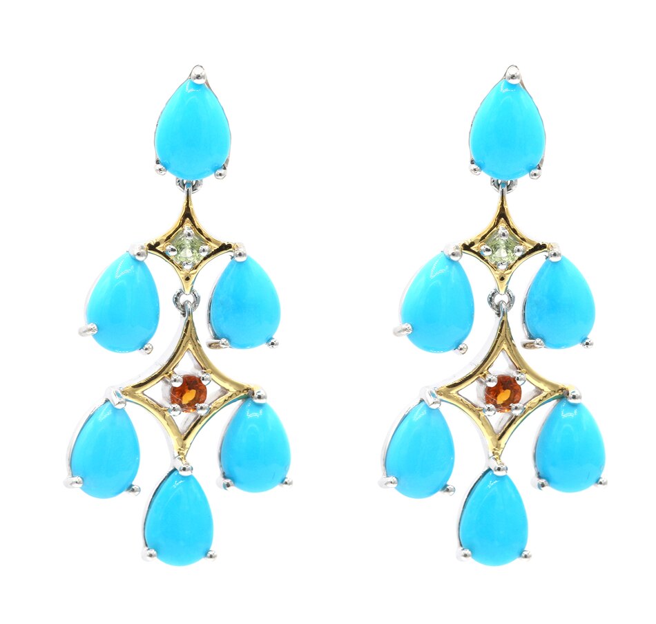 Jewellery Earrings Gems En Vogue Palladium Silver Sleeping Beauty Turquoise Chandelier