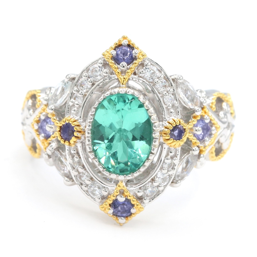Image 732923.jpg, Product 732-923 / Price $299.99, Gems En Vogue Palladium Silver Duphin Apatite, Iolite and White Zircon Ring from Gems En Vogue on TSC.ca's Jewellery department