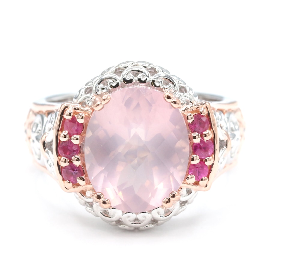 Jewellery - Rings - Gems En Vogue Palladium Silver Rose Quartz and Ruby ...