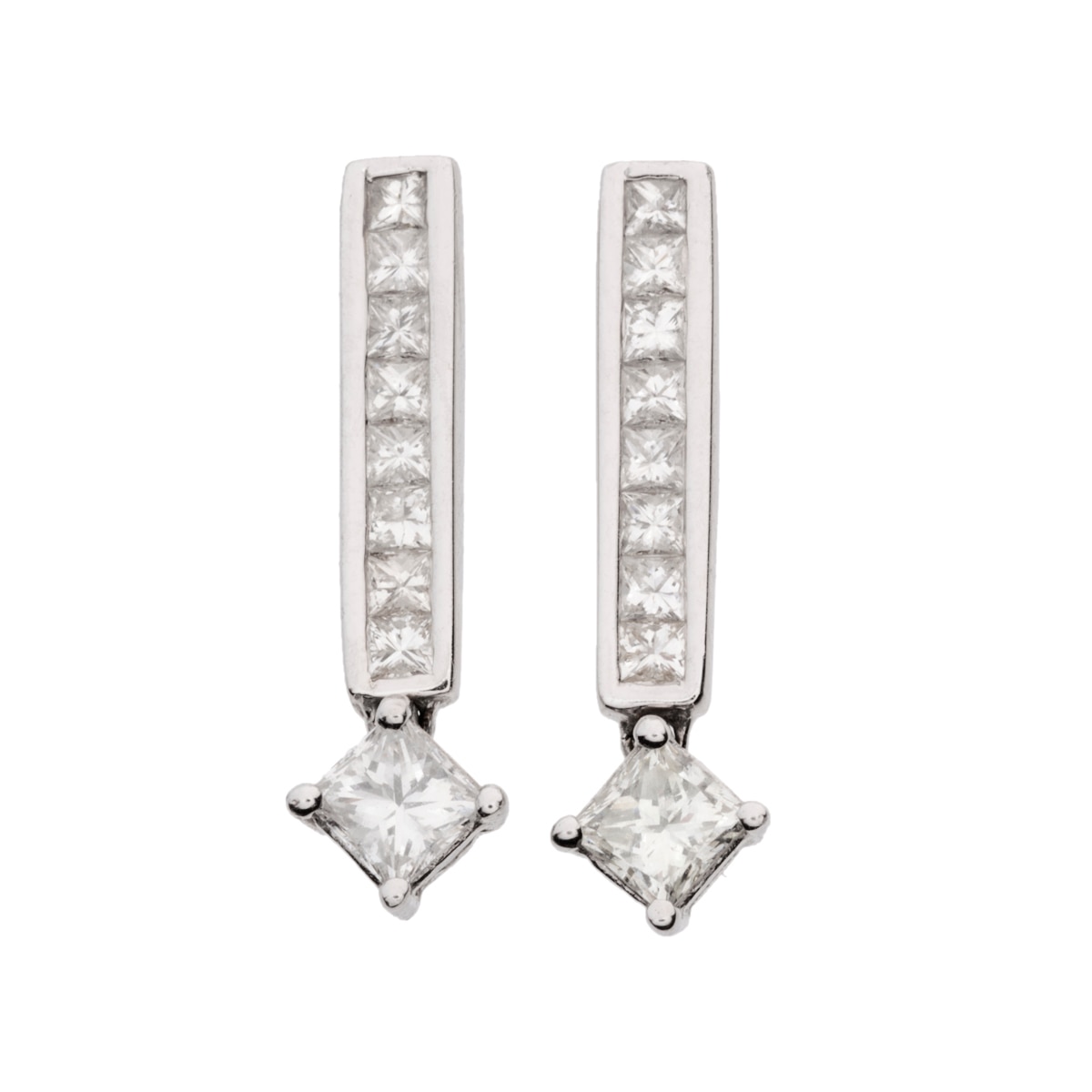 Princess cut store drop earrings