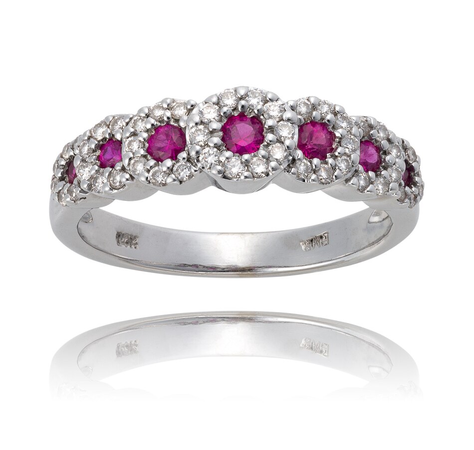 Image 732945_ALTMORE1.jpg, Product 732-945 / Price $1,195.00, 14KT White Gold Ruby and Diamond Graduated Halo Design Band Style Ring from Estate Originals on TSC.ca's Jewellery department