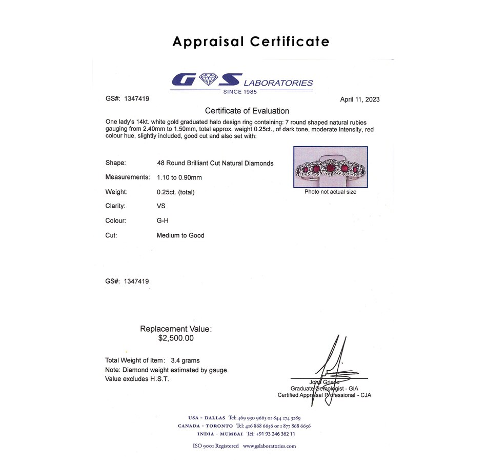 Image 732945_ALTMORE3.jpg, Product 732-945 / Price $1,195.00, 14KT White Gold Ruby and Diamond Graduated Halo Design Band Style Ring from Estate Originals on TSC.ca's Jewellery department