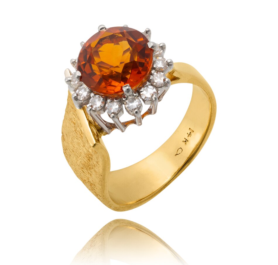 Image 732947.jpg, Product 732-947 / Price $1,495.00, 14KT Yellow and White Gold 2.70 Carat Citrine and Diamond Cluster Ring from Estate Originals on TSC.ca's Jewellery department