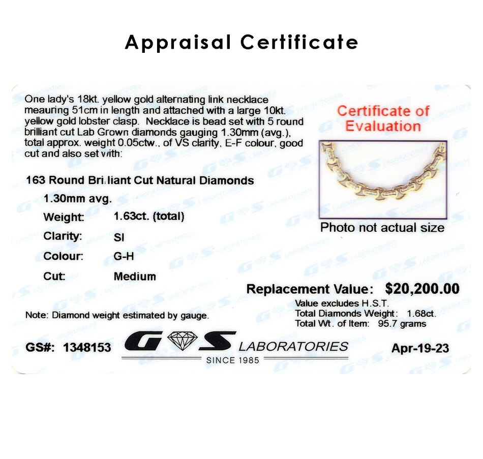 Image 732954_ALTMORE4.jpg, Product 732-954 / Price $12,995.00, 18KT Yellow Gold 21" Alternating Diamond and Open Link Necklace from Estate Originals on TSC.ca's Jewellery department