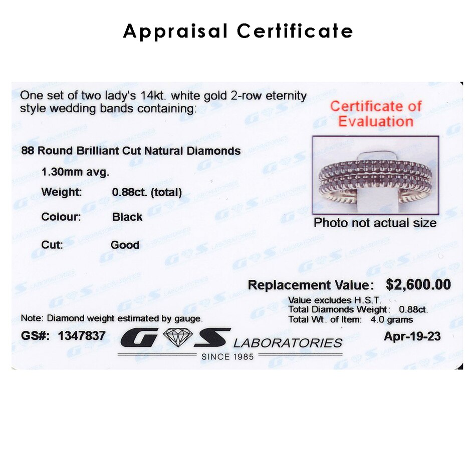 Image 732962_ALTMORE3.jpg, Product 732-962 / Price $1,695.00, Set of Two 14KT White Gold Black Diamond Eternity Stacking Bands from Estate Originals on TSC.ca's Jewellery department