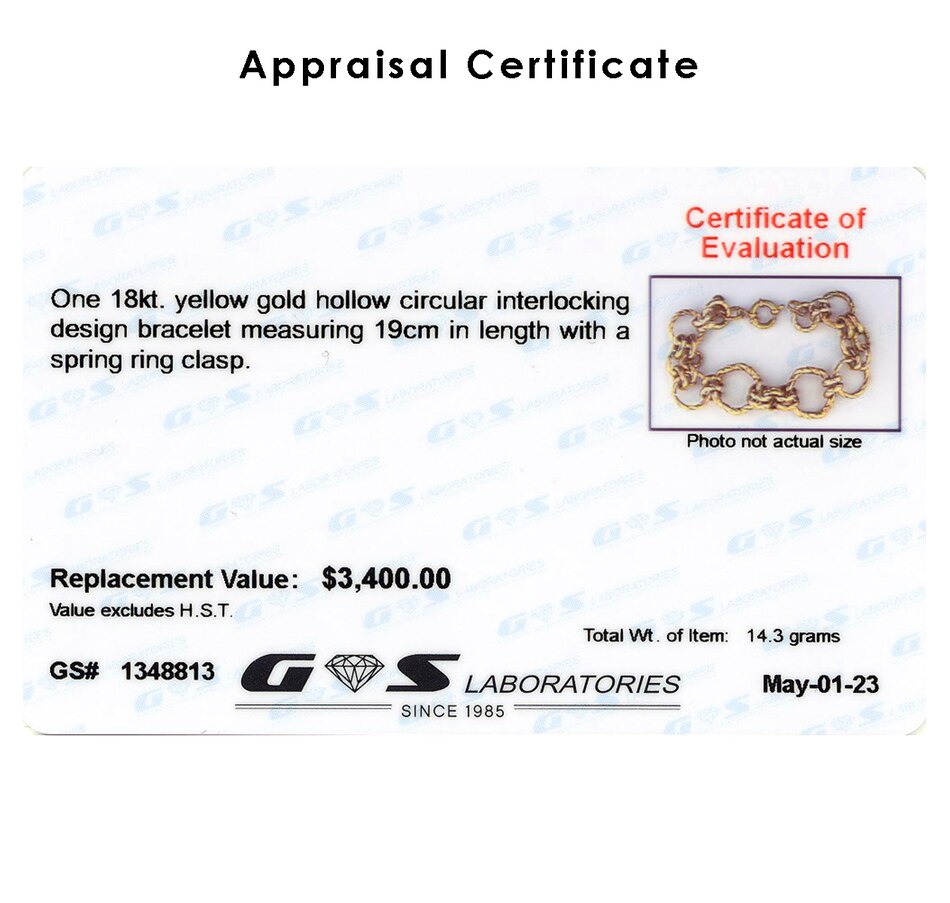 Image 732975_ALTMORE3.jpg, Product 732-975 / Price $2,295.00, 18KT Yellow Gold Circular Interlocking Design Bracelet from Estate Originals on TSC.ca's Jewellery department