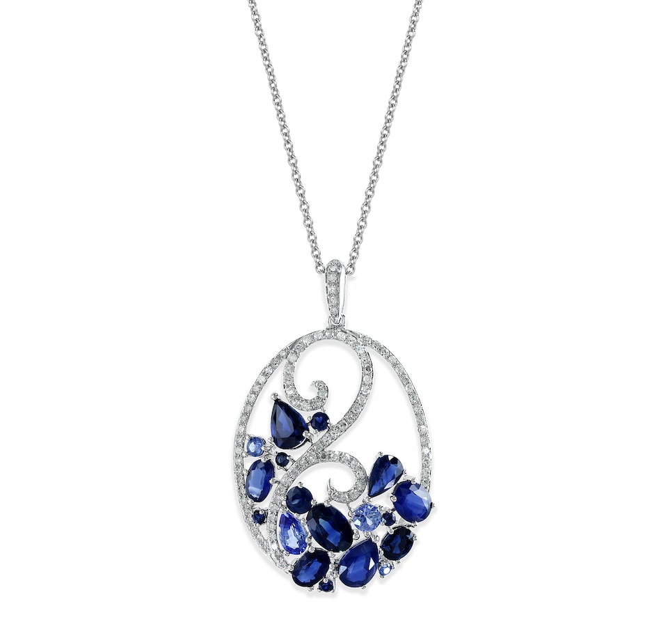 Image 733042.jpg, Product 733-042 / Price $2,399.99, EFFY 14K White Gold Blue Sapphire and Diamond Pendant with Chain from Effy Jewellery on TSC.ca's Jewellery department