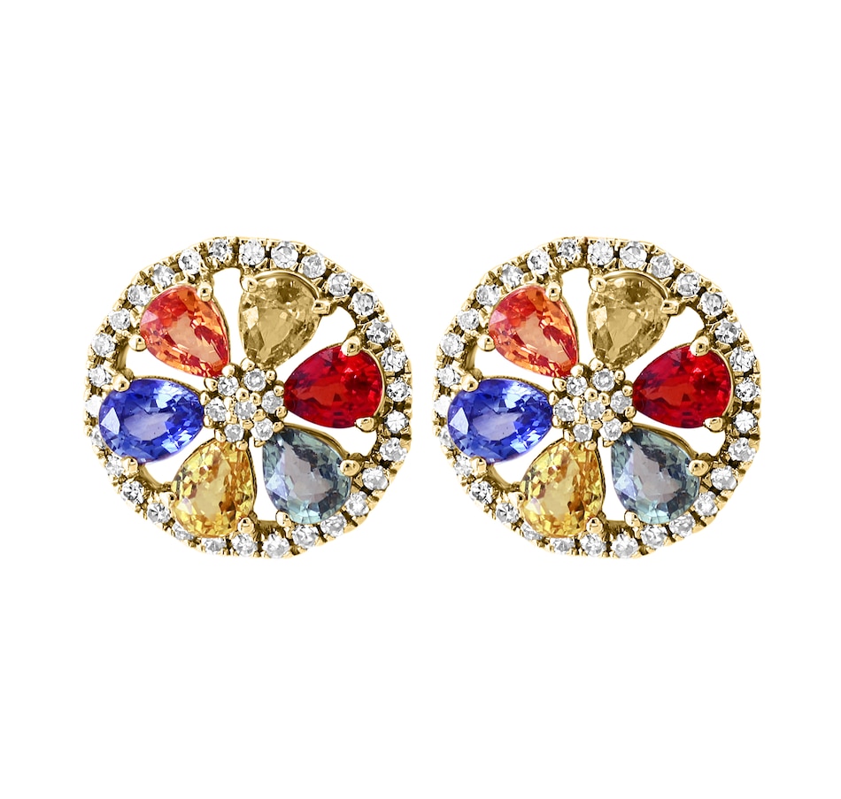 Image 733065.jpg, Product 733-065 / Price $1,799.99, EFFY 14K Yellow Gold Multi Sapphire and Diamond Earrings from Effy Jewellery on TSC.ca's Jewellery department
