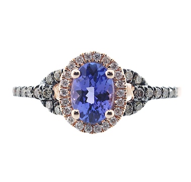 Gem Creations 10K Rose Gold Tanzanite and Diamond Ring
