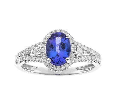 Gem Creations 10K White Gold Tanzanite and Diamond Ring