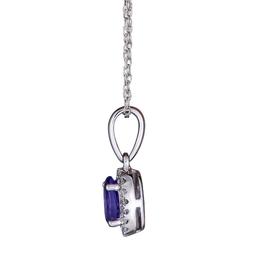 Image 733087_ALTMORE1.jpg, Product 733-087 / Price $759.99, Gem Creations 10K White Gold Tanzanite and Diamond Halo Pendant With Chain from Gem Creations on TSC.ca's Jewellery department