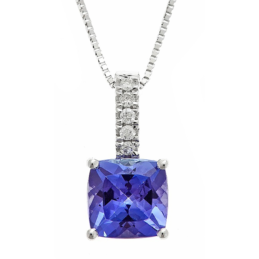 Image 733088.jpg, Product 733-088 / Price $699.99, Gem Creations 10K White Gold Tanzanite and Diamond Bail Pendant With Chain from Gem Creations on TSC.ca's Jewellery department