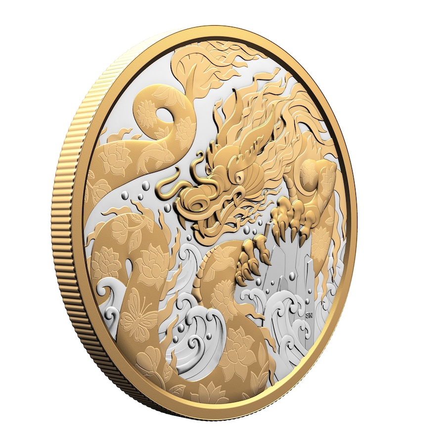Image 733176_ALTMORE2.jpg, Product 733-176 / Price $1,099.95, 2025 $50 Fine Silver Water Dragon Coin with Selective Gold Plating from Royal Canadian Mint (RCM) on TSC.ca's Coins department