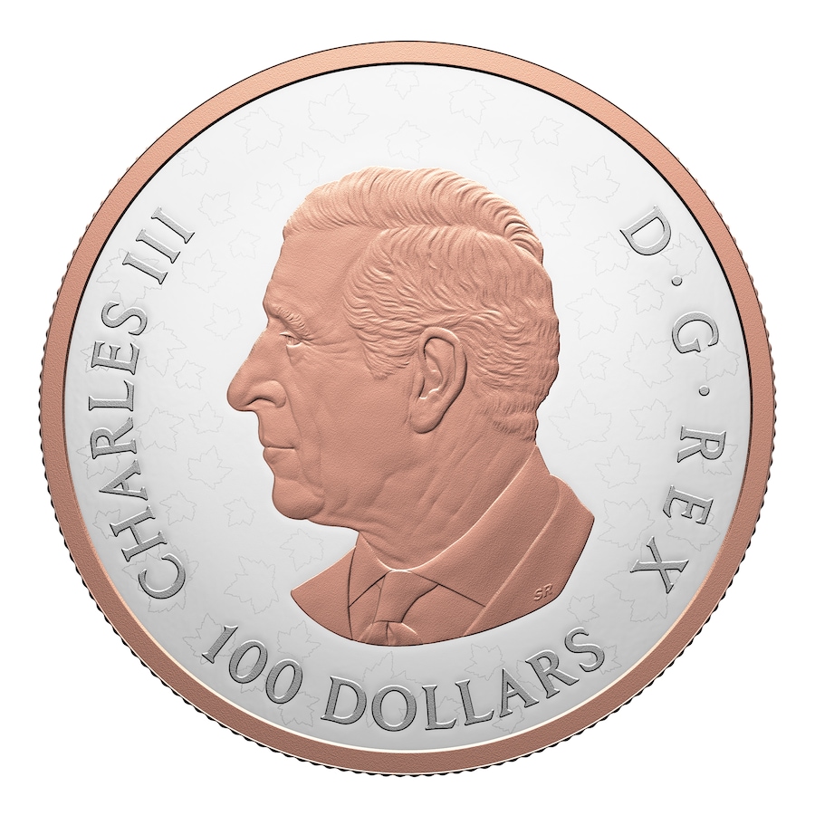Image 733177_ALTMORE1.jpg, Product 733-177 / Price $2,195.00, 2025 $100 Gleaming Maple Leaves 10-Ounce Fine Silver Coin from Royal Canadian Mint (RCM) on TSC.ca's Coins department
