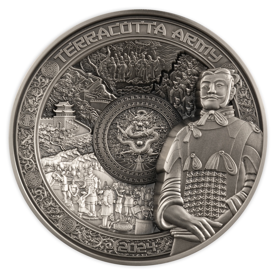 Image 733182.jpg, Product 733-182 / Price $2,995.00, 2024 One-Kilogram Fine Silver Coin $25 Samoa Terra Cotta Army from Canadian Coin & Currency on TSC.ca's Coins department