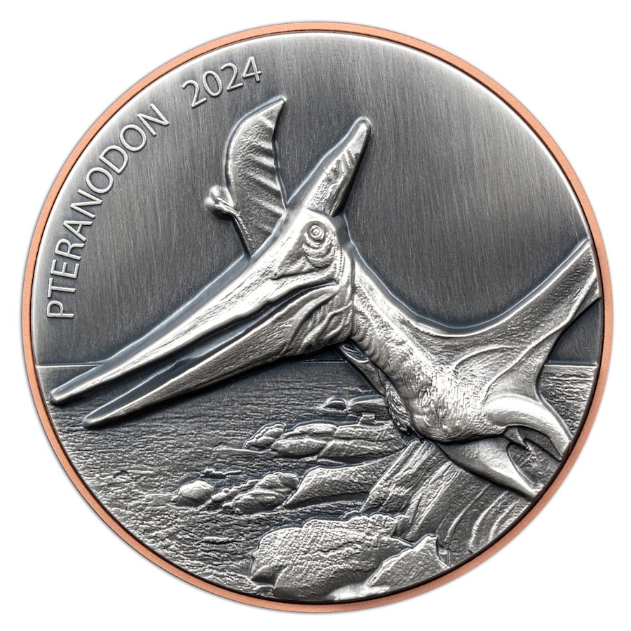 Image 733186.jpg, Product 733-186 / Price $169.95, 2024 Large-Format Pteranodon Silver and Copper Coin - 10 Vatu, Issued by Vanuatu from Canadian Coin & Currency on TSC.ca's Coins department