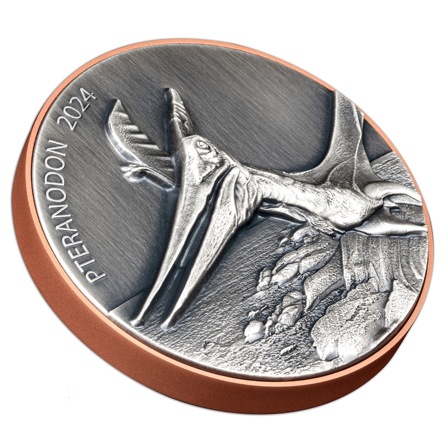 Image 733186_ALTMORE2.jpg, Product 733-186 / Price $169.95, 2024 Large-Format Pteranodon Silver and Copper Coin - 10 Vatu, Issued by Vanuatu from Canadian Coin & Currency on TSC.ca's Coins department