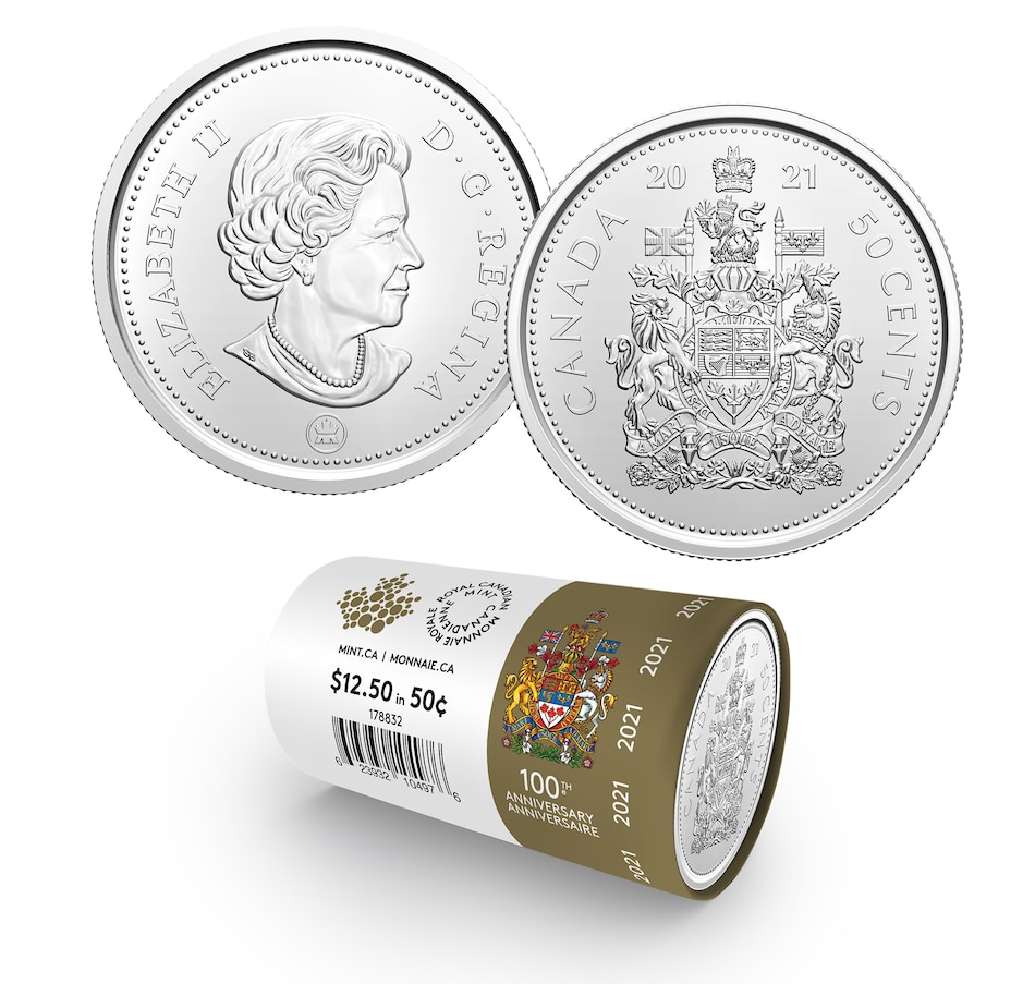 Image 733214.jpg, Product 733-214 / Price $39.95, 2021 Queen Elizabeth II Collector Half-Dollar Coin Roll (25 coins, numismatic uncirculated) from Royal Canadian Mint (RCM) on TSC.ca's Coins department