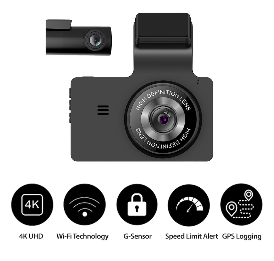 Image 733370.jpg, Product 733-370 / Price $229.99, MyGekoGear Dashcam Orbit 956 Dual Front (4K) and Rear (1080p) Cam Speed Reminder Fatigue Alert Time Lapse 32GB MicroSD Included (supports up to 128GB) from MyGekoGear on TSC.ca's Electronics department