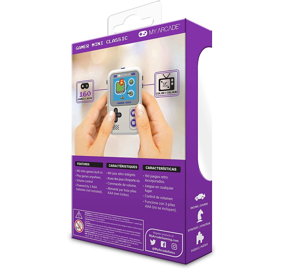 Image 733414_ALTMORE3.jpg, Product 733-414 / Price $34.99, My Arcade Gamer Mini Classic Miniature Handheld (grey and purple) from My Arcade on TSC.ca's Electronics department