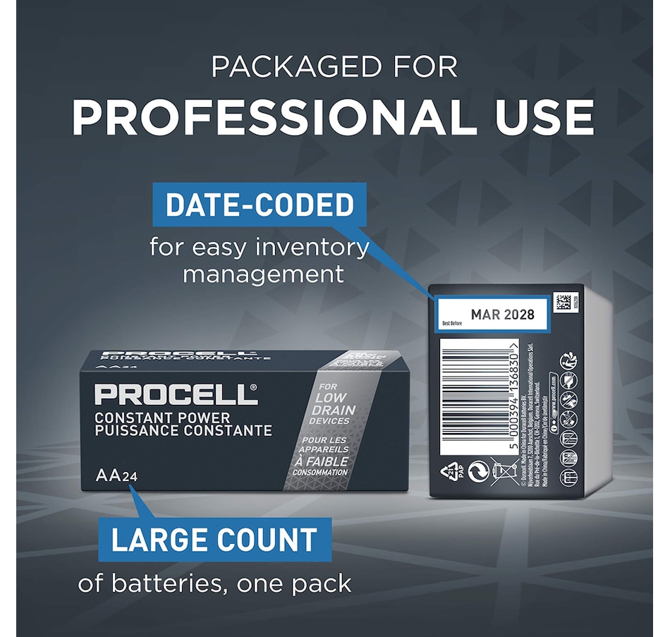 Image 733447_ALTMORE4.jpg, Product 733-447 / Price $23.99, Procell Alkaline Constant Power AA, 1.5V (pack of 24) from Procell on TSC.ca's Electronics department
