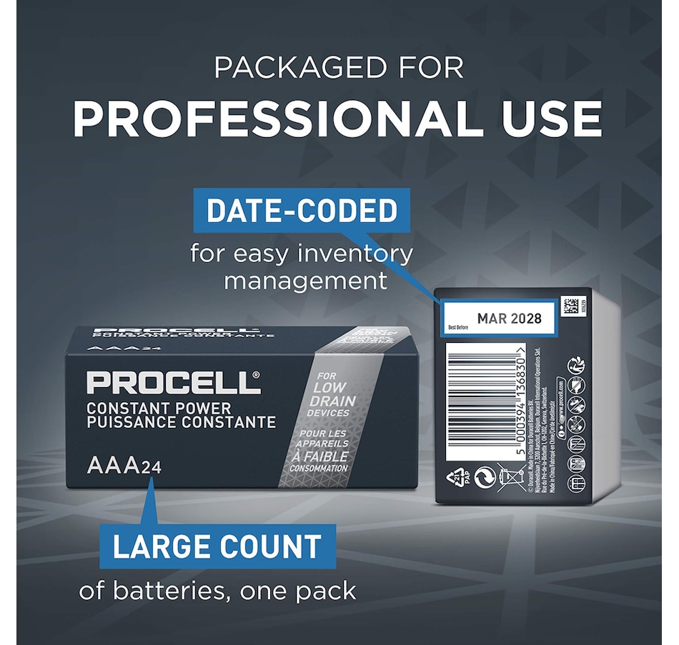 Image 733448_ALTMORE4.jpg, Product 733-448 / Price $23.99, Procell Alkaline Constant Power AAA, 1.5V (pack of 24) from Procell on TSC.ca's Electronics department