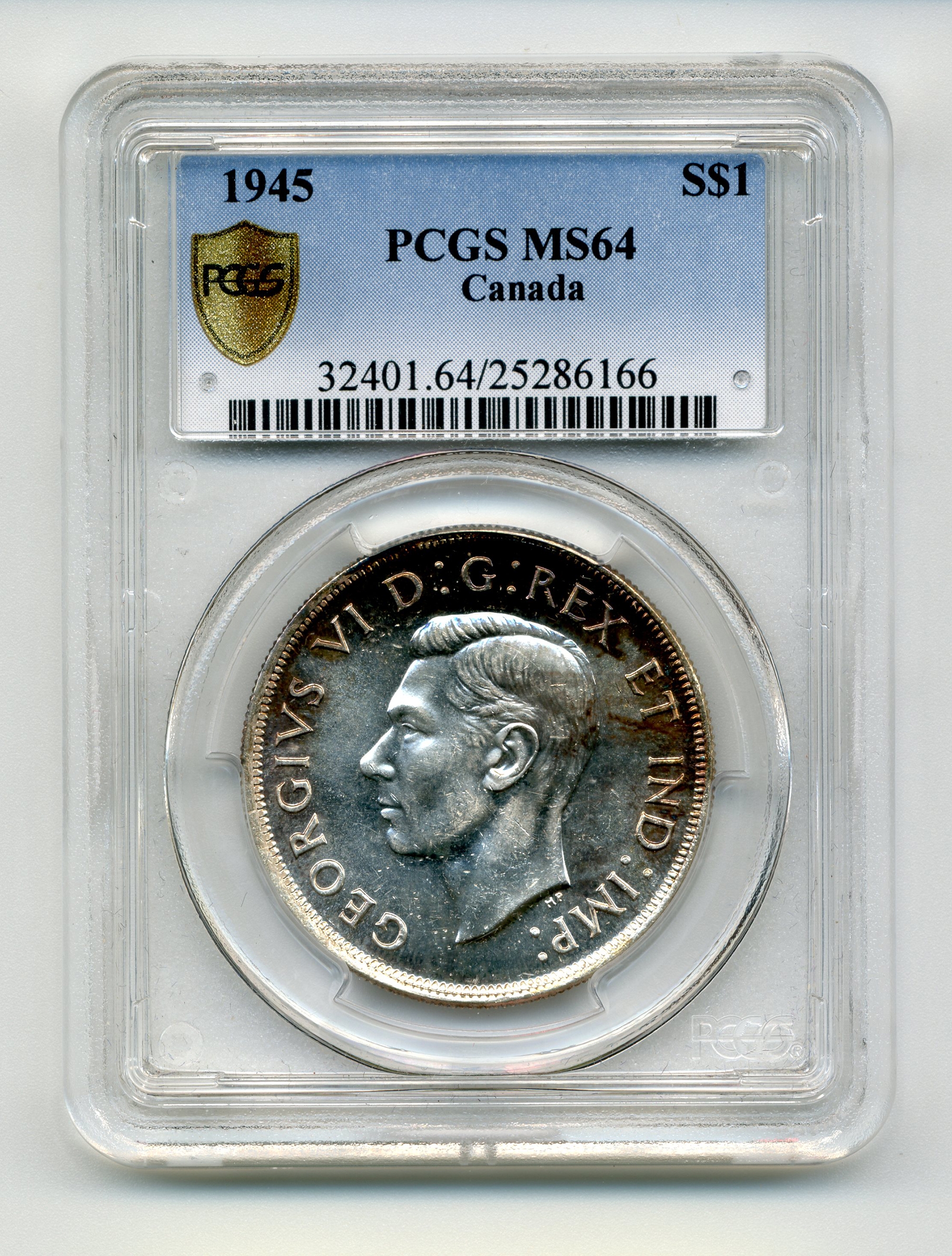 1945年 デンマーク 2クローネ銀貨　NGC MS64 高鑑定 Rare Low-Mintage 1945 Silver Dollar, PCGS Graded Choice